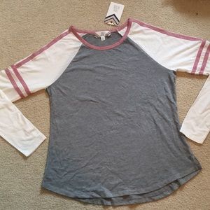 Gray Baseball Tee with White Sleeves